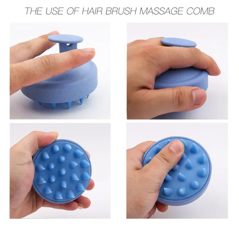 Escova de xampu de silicone, escova de massagem no couro cabeludo.